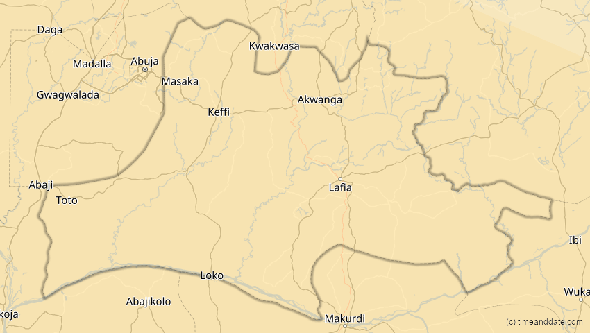 A map of Nassarawa, Nigeria, showing the path of the 4. Dez 2002 Totale Sonnenfinsternis