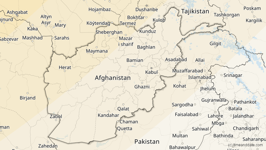 A map of Afghanistan, showing the path of the 31. Mai 2003 Ringförmige Sonnenfinsternis