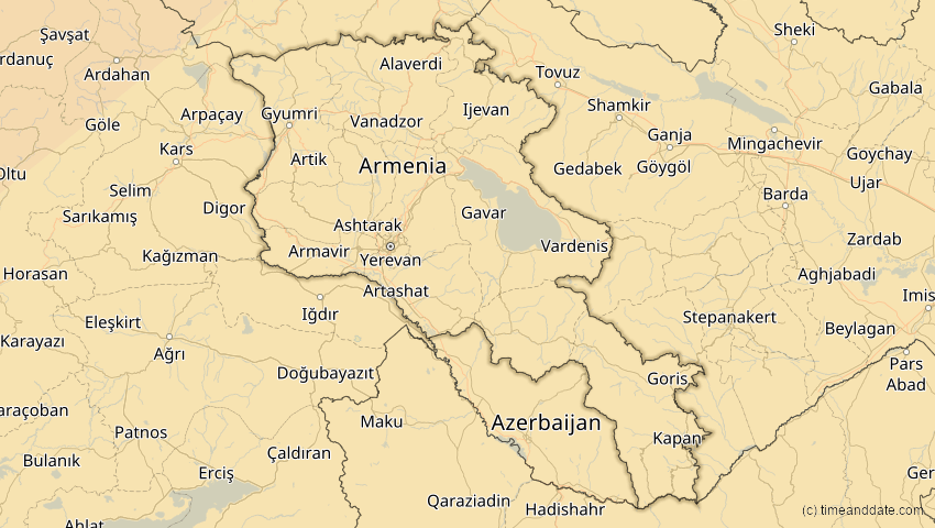 A map of Armenien, showing the path of the 31. Mai 2003 Ringförmige Sonnenfinsternis