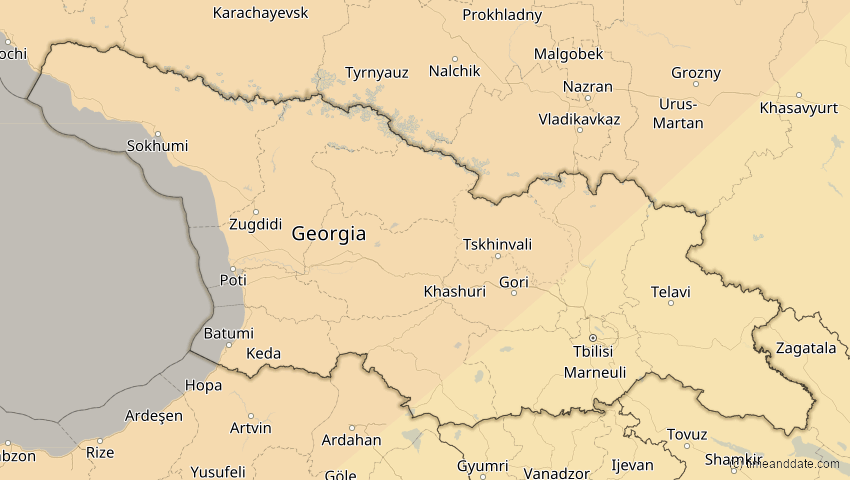 A map of Georgien, showing the path of the 31. Mai 2003 Ringförmige Sonnenfinsternis