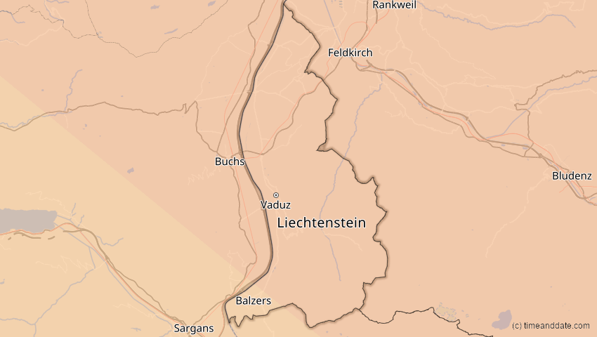 A map of Liechtenstein, showing the path of the 31. Mai 2003 Ringförmige Sonnenfinsternis