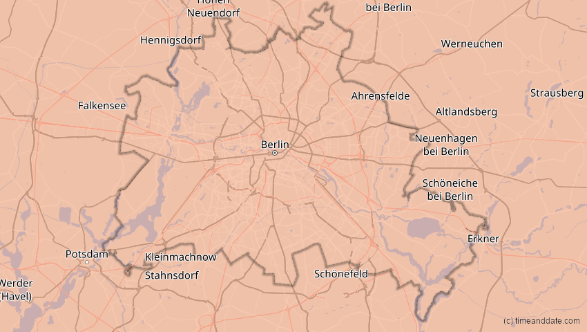 A map of Berlin, Deutschland, showing the path of the 31. Mai 2003 Ringförmige Sonnenfinsternis