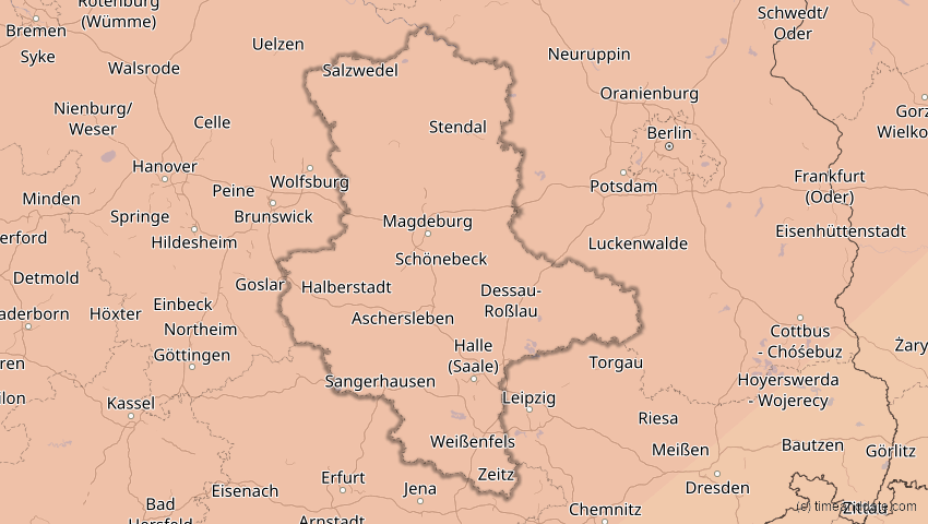 A map of Sachsen-Anhalt, Deutschland, showing the path of the 31. Mai 2003 Ringförmige Sonnenfinsternis