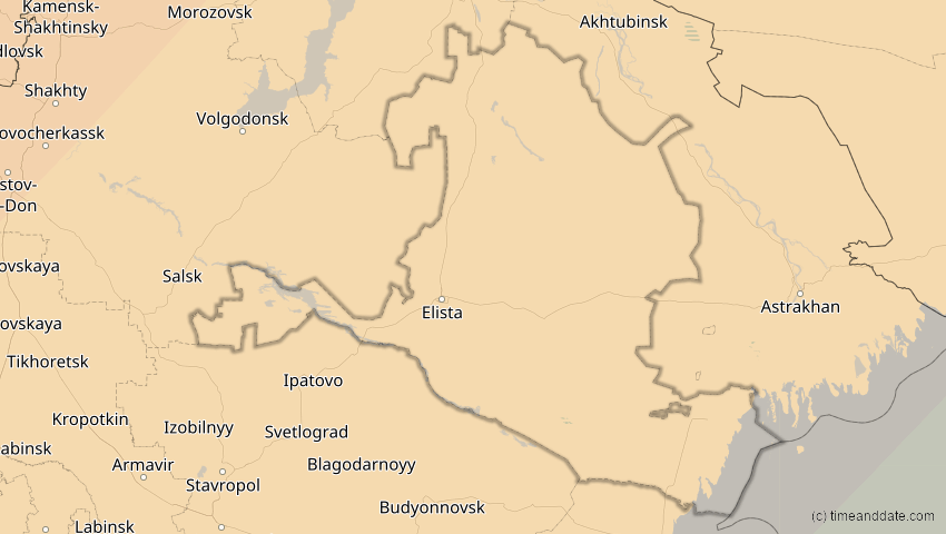 A map of Kalmückien, Russland, showing the path of the 31. Mai 2003 Ringförmige Sonnenfinsternis