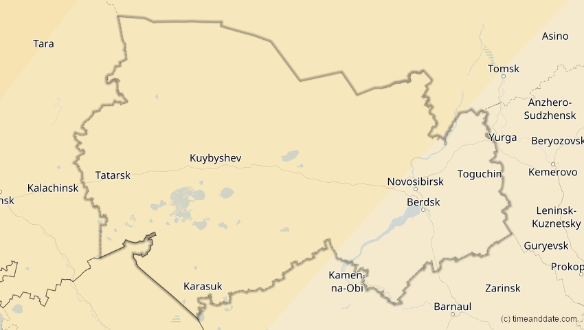 A map of Nowosibirsk, Russland, showing the path of the 31. Mai 2003 Ringförmige Sonnenfinsternis