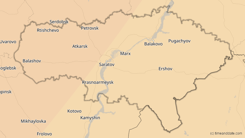 A map of Saratow, Russland, showing the path of the 31. Mai 2003 Ringförmige Sonnenfinsternis
