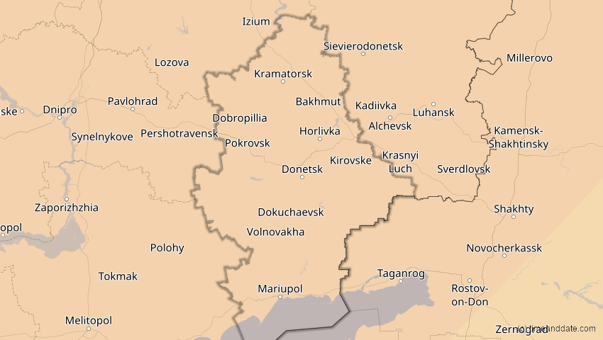 A map of Donezk, Ukraine, showing the path of the 31. Mai 2003 Ringförmige Sonnenfinsternis