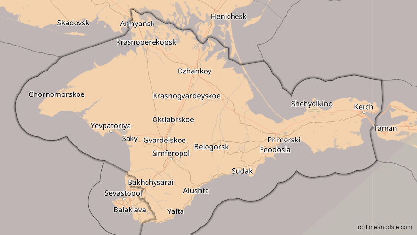 A map of Auton. Republik Krim, Ukraine, showing the path of the 31. Mai 2003 Ringförmige Sonnenfinsternis