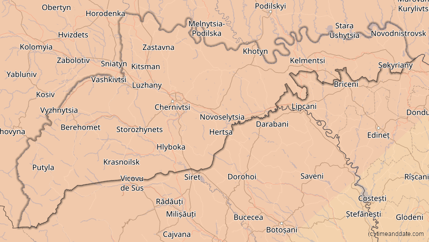 A map of Tscherniwzi, Ukraine, showing the path of the 31. Mai 2003 Ringförmige Sonnenfinsternis
