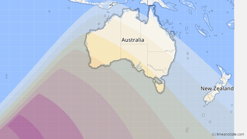 A map of Australien, showing the path of the 24. Nov 2003 Totale Sonnenfinsternis