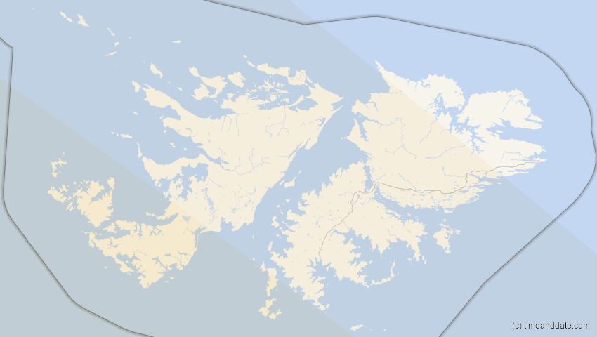 A map of Falklandinseln, showing the path of the 23. Nov 2003 Totale Sonnenfinsternis