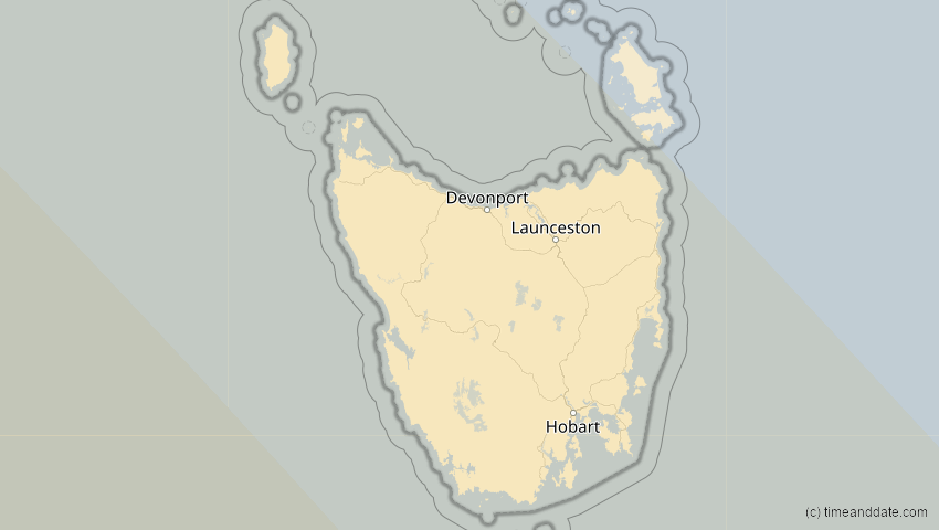A map of Tasmanien, Australien, showing the path of the 24. Nov 2003 Totale Sonnenfinsternis