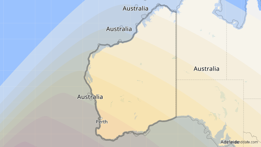 A map of Western Australia, Australien, showing the path of the 24. Nov 2003 Totale Sonnenfinsternis