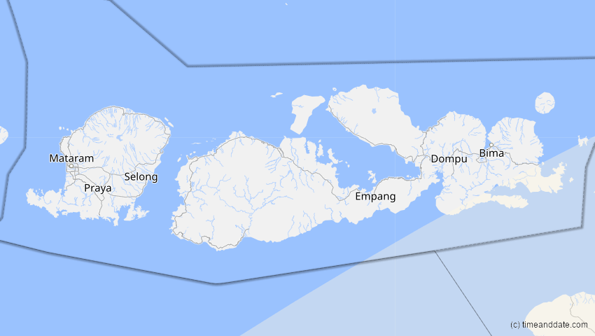 A map of Nusa Tenggara Barat, Indonesien, showing the path of the 24. Nov 2003 Totale Sonnenfinsternis