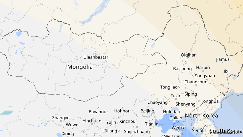 A map of Innere Mongolei, China, showing the path of the 14. Okt 2004 Partielle Sonnenfinsternis