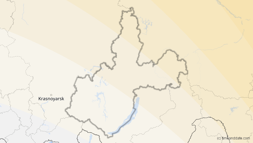 A map of Irkutsk, Russland, showing the path of the 14. Okt 2004 Partielle Sonnenfinsternis
