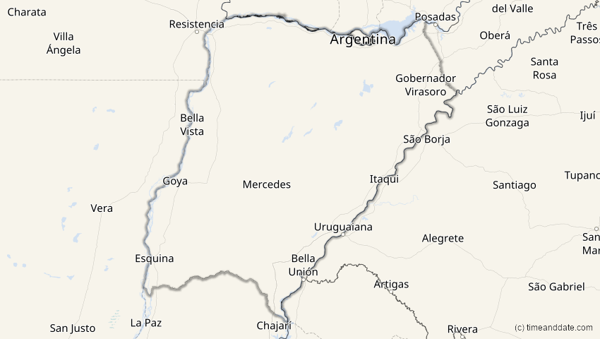 A map of Corrientes, Argentinien, showing the path of the 8. Apr 2005 Totale Sonnenfinsternis