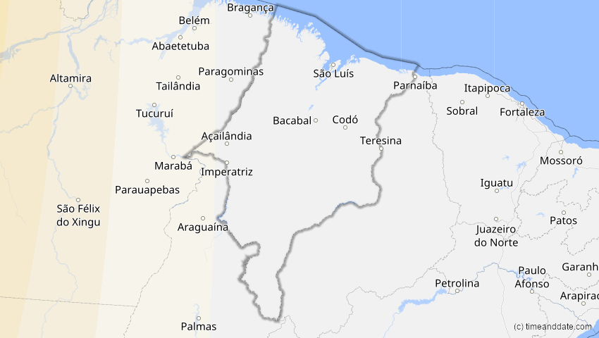 A map of Maranhão, Brasilien, showing the path of the 8. Apr 2005 Totale Sonnenfinsternis
