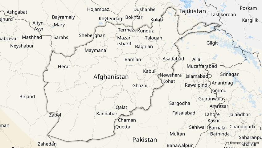 A map of Afghanistan, showing the path of the 3. Okt 2005 Ringförmige Sonnenfinsternis