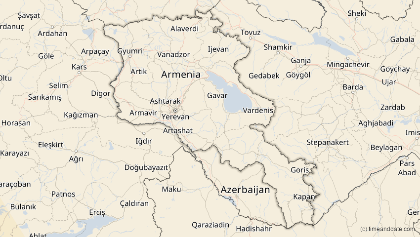A map of Armenien, showing the path of the 3. Okt 2005 Ringförmige Sonnenfinsternis