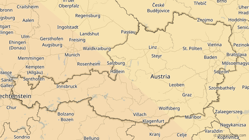 A map of Österreich, showing the path of the 3. Okt 2005 Ringförmige Sonnenfinsternis