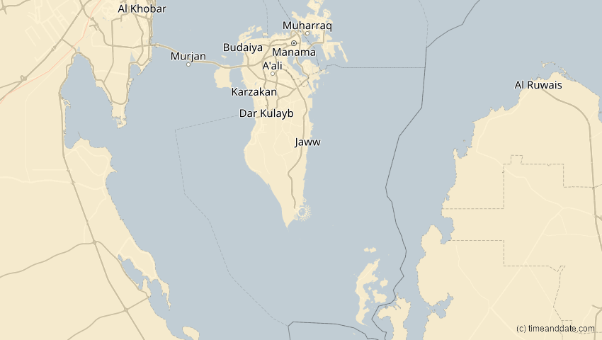 A map of Bahrain, showing the path of the 3. Okt 2005 Ringförmige Sonnenfinsternis