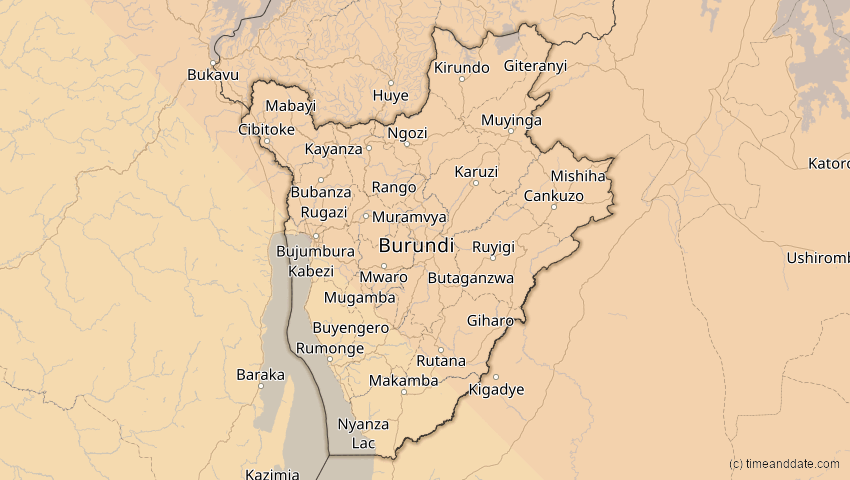 A map of Burundi, showing the path of the 3. Okt 2005 Ringförmige Sonnenfinsternis