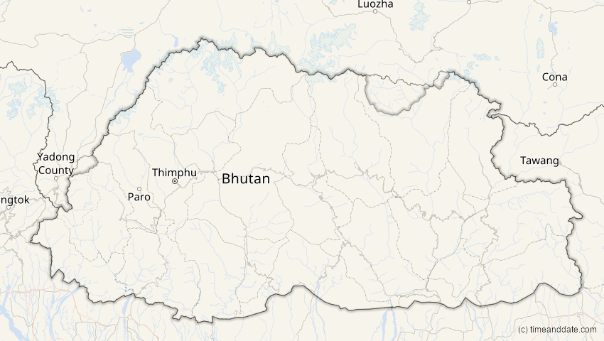 A map of Bhutan, showing the path of the 3. Okt 2005 Ringförmige Sonnenfinsternis