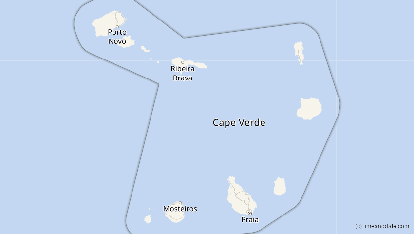 A map of Cabo Verde, showing the path of the 3. Okt 2005 Ringförmige Sonnenfinsternis