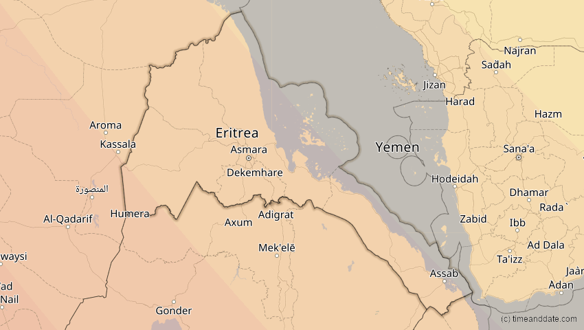 A map of Eritrea, showing the path of the 3. Okt 2005 Ringförmige Sonnenfinsternis