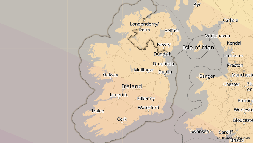 A map of Irland, showing the path of the 3. Okt 2005 Ringförmige Sonnenfinsternis