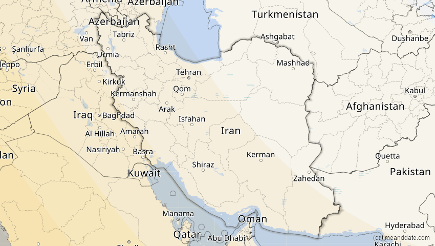 A map of Iran, showing the path of the 3. Okt 2005 Ringförmige Sonnenfinsternis