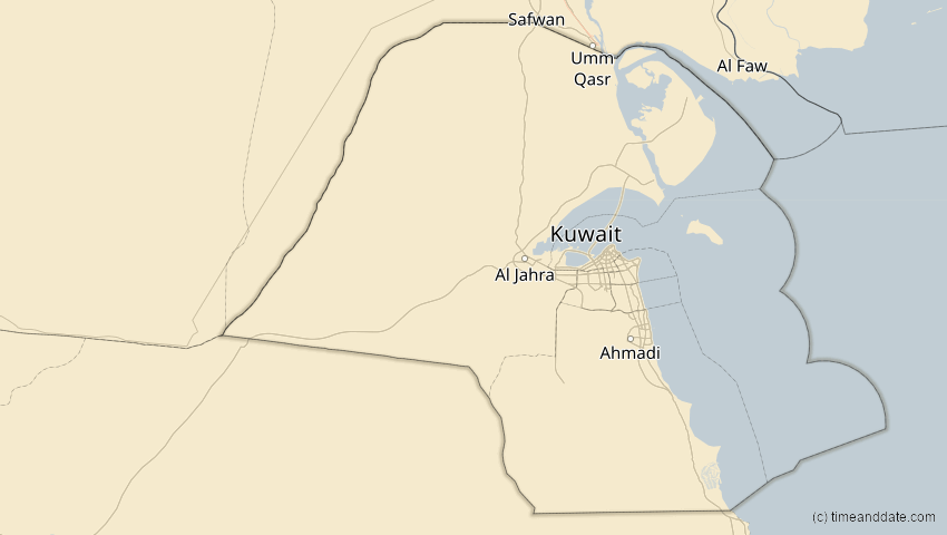 A map of Kuwait, showing the path of the 3. Okt 2005 Ringförmige Sonnenfinsternis