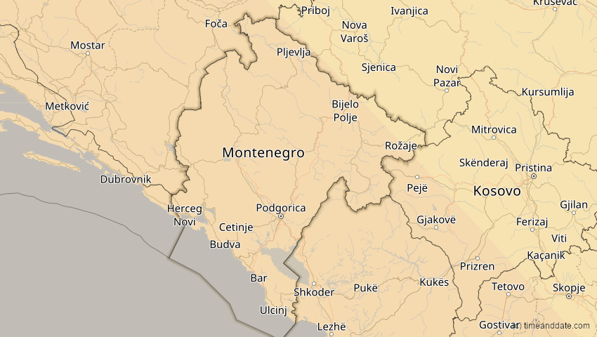 A map of Montenegro, showing the path of the 3. Okt 2005 Ringförmige Sonnenfinsternis