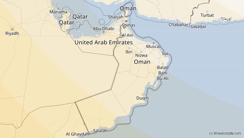 A map of Oman, showing the path of the 3. Okt 2005 Ringförmige Sonnenfinsternis