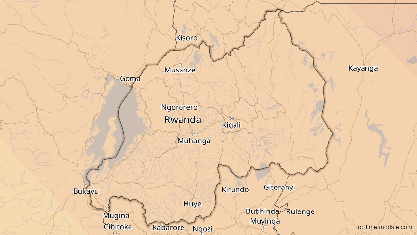 A map of Ruanda, showing the path of the 3. Okt 2005 Ringförmige Sonnenfinsternis