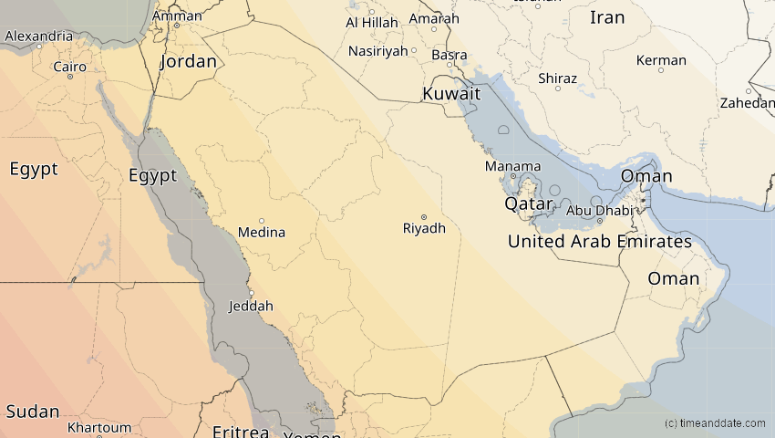 A map of Saudi-Arabien, showing the path of the 3. Okt 2005 Ringförmige Sonnenfinsternis