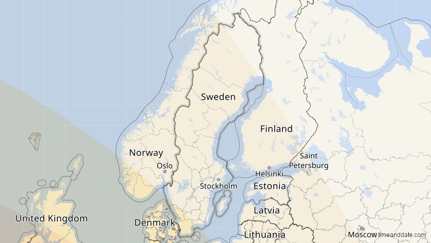 A map of Schweden, showing the path of the 3. Okt 2005 Ringförmige Sonnenfinsternis