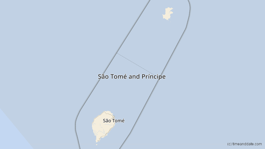 A map of São Tomé und Príncipe, showing the path of the 3. Okt 2005 Ringförmige Sonnenfinsternis