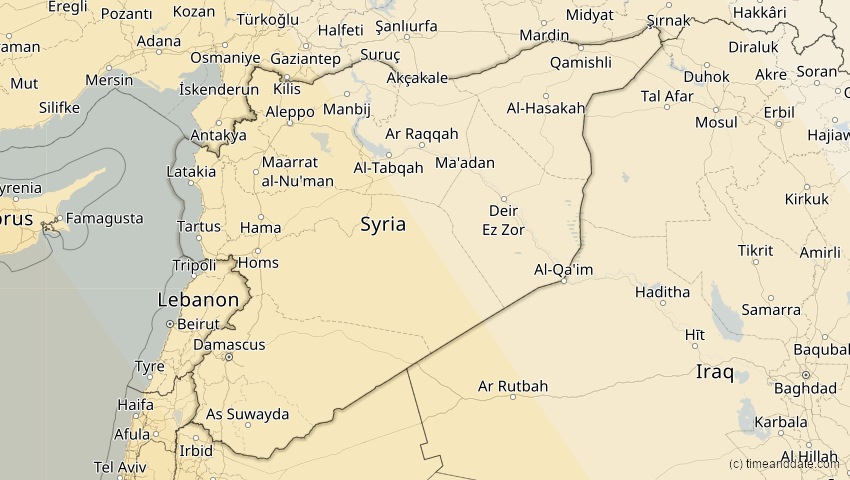 A map of Syrien, showing the path of the 3. Okt 2005 Ringförmige Sonnenfinsternis
