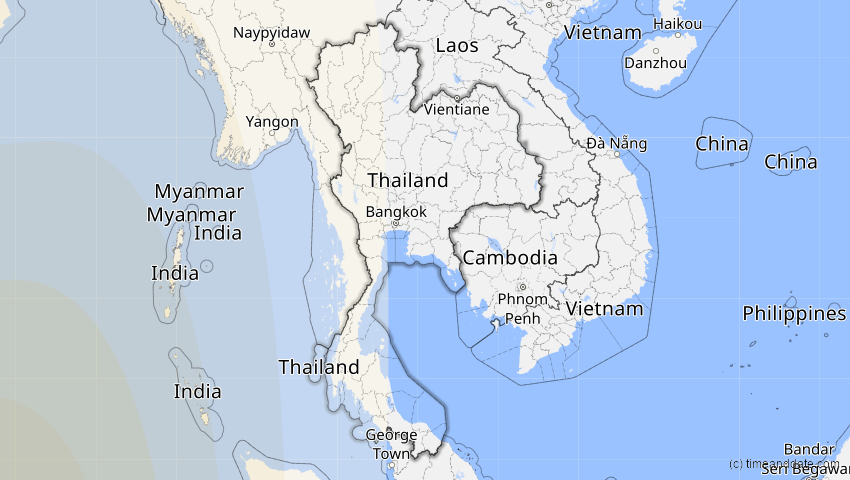 A map of Thailand, showing the path of the 3. Okt 2005 Ringförmige Sonnenfinsternis