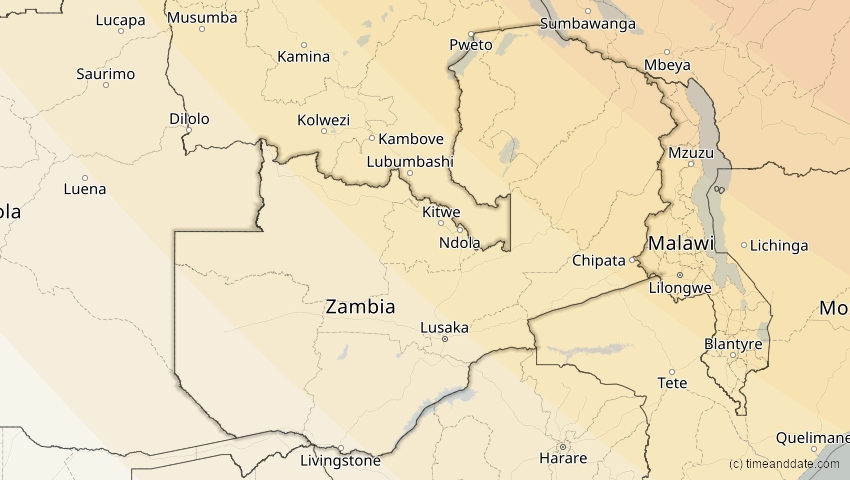 A map of Sambia, showing the path of the 3. Okt 2005 Ringförmige Sonnenfinsternis