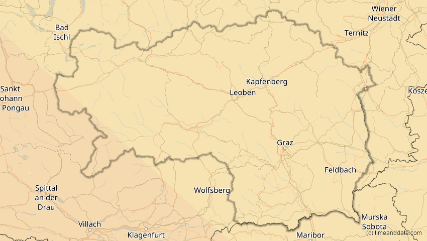 A map of Steiermark, Österreich, showing the path of the 3. Okt 2005 Ringförmige Sonnenfinsternis