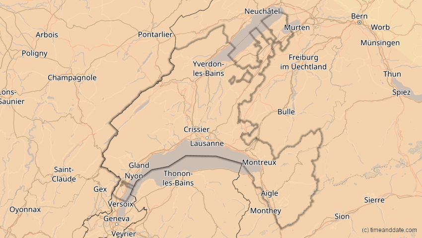 A map of Waadt, Schweiz, showing the path of the 3. Okt 2005 Ringförmige Sonnenfinsternis