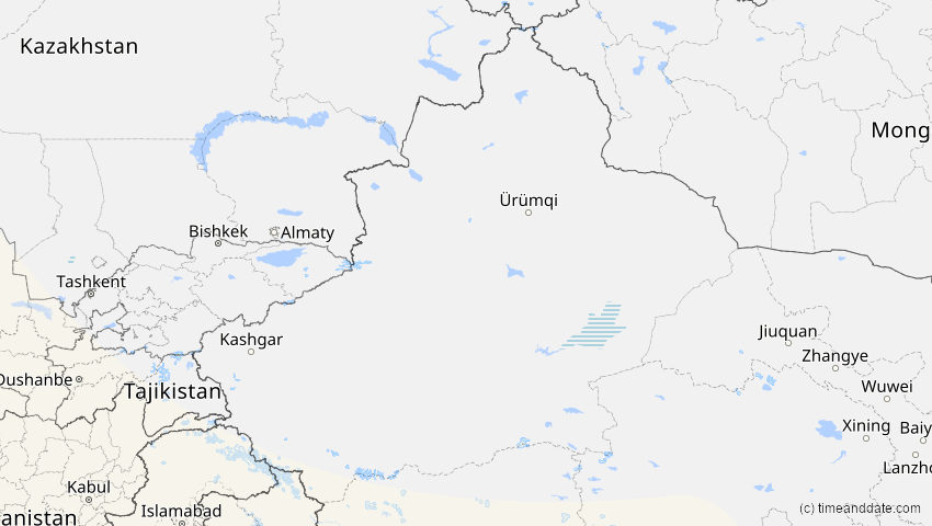 A map of Xinjiang, China, showing the path of the 3. Okt 2005 Ringförmige Sonnenfinsternis