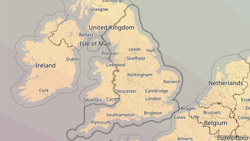 A map of England, Großbritannien, showing the path of the 3. Okt 2005 Ringförmige Sonnenfinsternis
