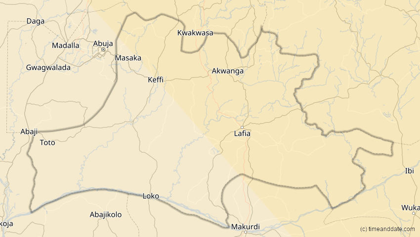 A map of Nassarawa, Nigeria, showing the path of the 3. Okt 2005 Ringförmige Sonnenfinsternis