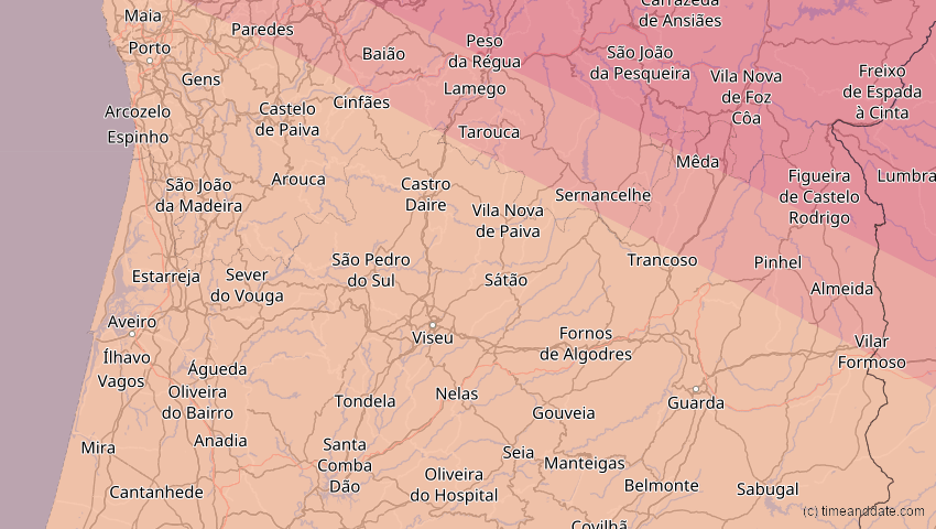 A map of Viseu, Portugal, showing the path of the 3. Okt 2005 Ringförmige Sonnenfinsternis