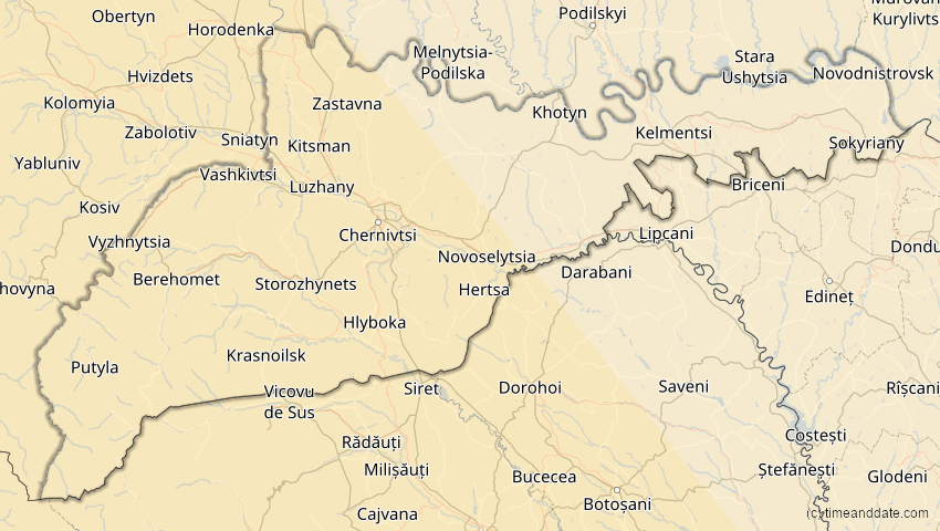 A map of Tscherniwzi, Ukraine, showing the path of the 3. Okt 2005 Ringförmige Sonnenfinsternis
