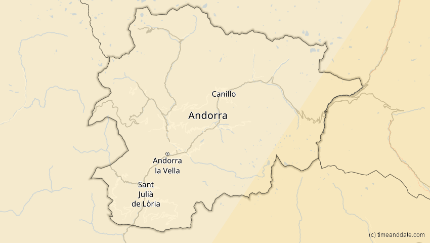 A map of Andorra, showing the path of the 29. Mär 2006 Totale Sonnenfinsternis